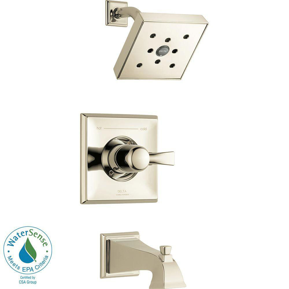 Delta Dryden 1-Handle H2Okinetic 1-Spray Tub and Shower Faucet Trim Kit in Polished Nickel (Valve Not Included) 702324