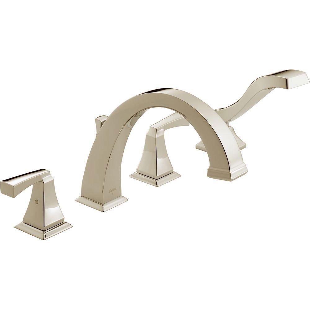 Delta Dryden 2-Handle Deck-Mount Roman Tub Faucet with Handshower Trim Kit in Polished Nickel (Valve Not Included) 702338