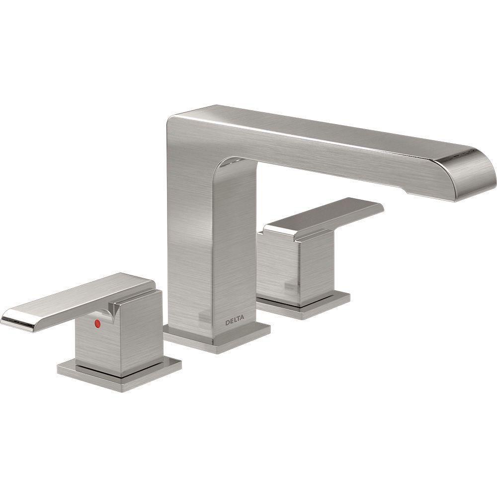 Delta Ara 2-Handle Deck-Mount Roman Tub Faucet Trim Kit in Stainless (Valve Not Included) 704320