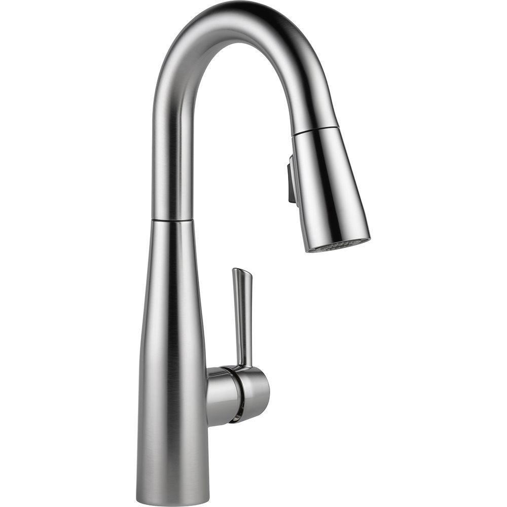 Delta Essa Single-Handle Bar Faucet in Arctic Stainless with MagnaTite Docking 718194