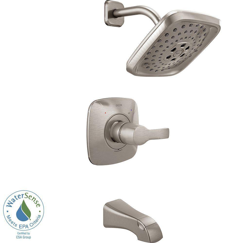 Delta Tesla H2Okinetic 1-Handle Tub and Shower Faucet Trim Kit in Stainless (Valve Not Included) 718209