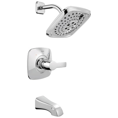 Delta Tesla H2Okinetic 1-Handle Tub and Shower Faucet in Chrome Includes Rough-in Valve with Stops D2583V