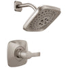 Delta Tesla H2Okinetic 1-Handle Shower Faucet in Stainless Steel Finish Includes Rough-in Valve without Stops D2584V