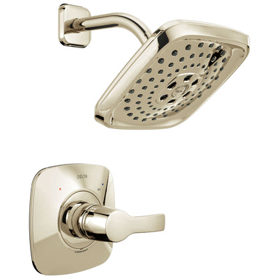 Delta Tesla H2Okinetic 1-Handle Shower Faucet in Polished Nickel Includes Rough-in Valve with Stops D2587V