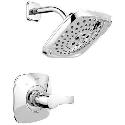 Delta Tesla H2Okinetic 1-Handle Shower Faucet in Chrome Includes Rough-in Valve with Stops D2589V
