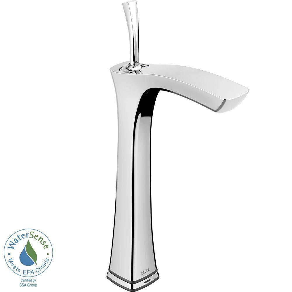 Delta Tesla Single Hole 1-Handle Touch2O Technology Vessel Bathroom Faucet in Chrome 718232