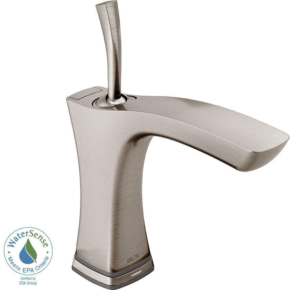 Delta Tesla Single Hole 1-Handle Touch2O Technology Bathroom Faucet in Stainless 718238