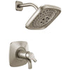 Delta Tesla H2Okinetic 1-Handle Shower Faucet in Stainless Steel Finish Includes Rough-in Valve with Stops D2591V