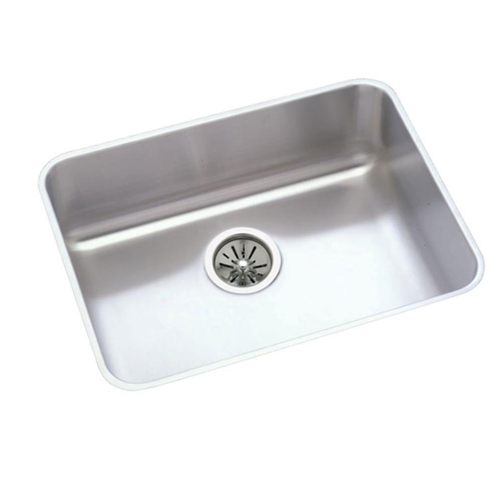 Elkay Lustertone Undermount Stainless Steel 23-1/2x18-1/4x7.5 0-Hole Single Bowl Kitchen Sink in Satin 301317