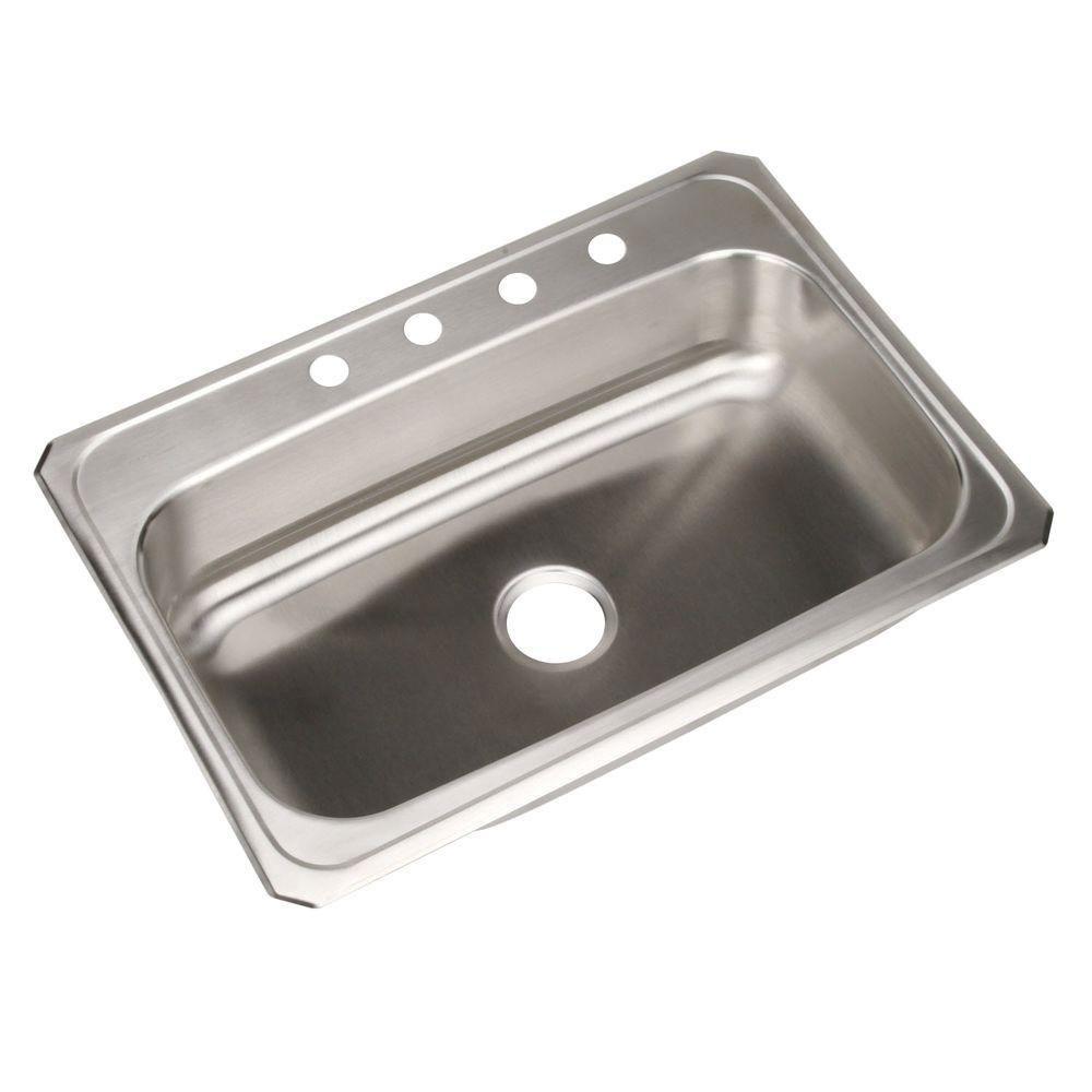 Elkay Celebrity Top Mount Stainless Steel 31x22x6.875 4-Hole Single Bowl Kitchen Sink 36820