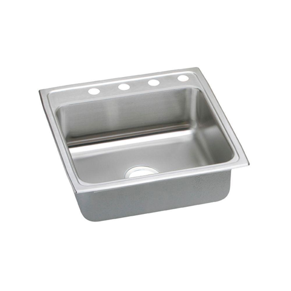 Elkay Pacemaker Top Mount Stainless Steel 22x22x7.25 4-Hole Single Bowl Kitchen Sink 487233