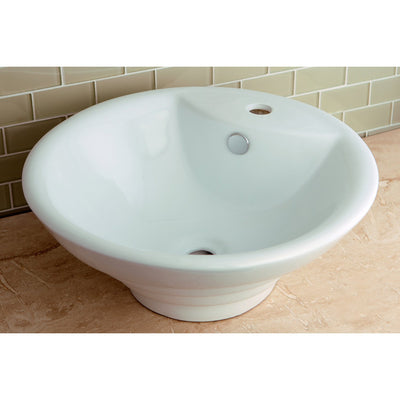 White China Vessel Bathroom Sink with Overflow Hole & Faucet Hole EV4012
