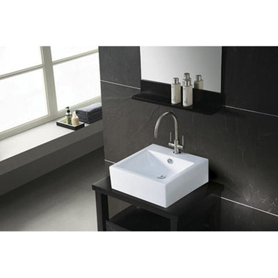 White China Vessel Bathroom Sink with Overflow Hole & Faucet Hole EV4042