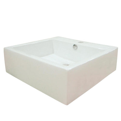 White China Vessel Bathroom Sink with Overflow Hole & Faucet Hole EV4042