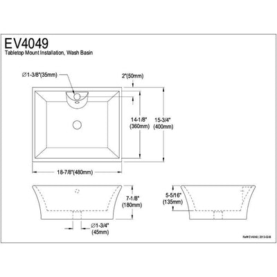 White China Vessel Bathroom Sink with Overflow Hole & Faucet Hole EV4049