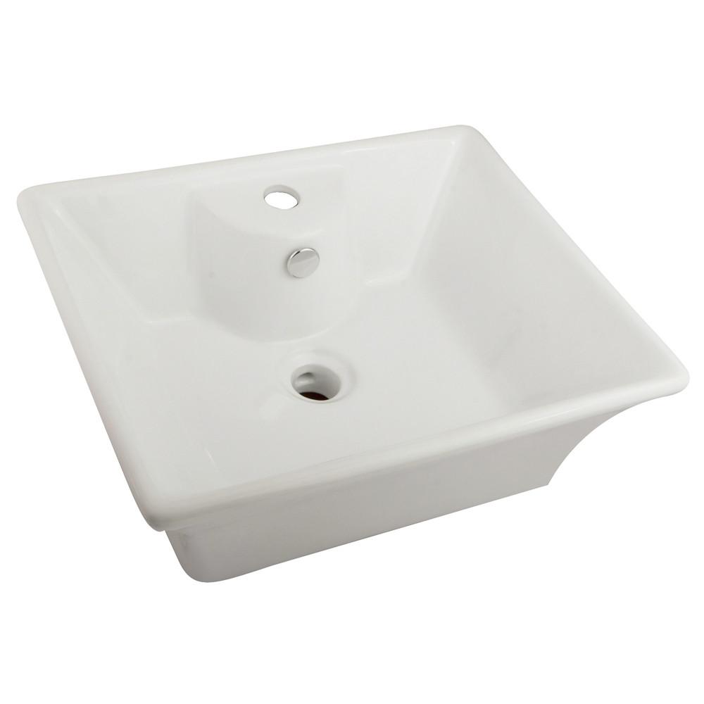 White China Vessel Bathroom Sink with Overflow Hole & Faucet Hole EV4049