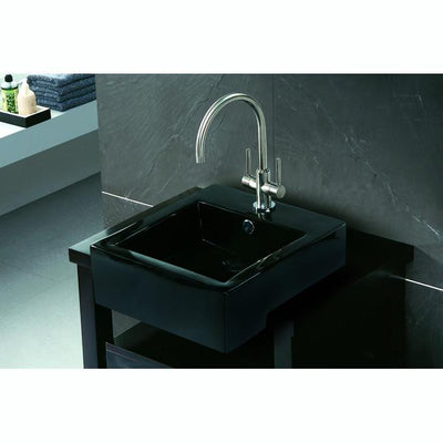 Black China Vessel Bathroom Sink with Overflow Hole & Faucet Hole EV4076K