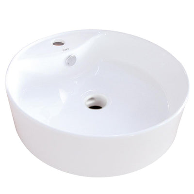 White China Vessel Bathroom Sink with Overflow Hole & Faucet Hole EV4104