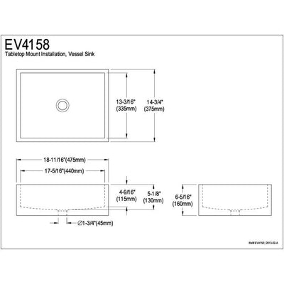 Kingston Elements White China Vessel Bathroom Sink without Overflow Hole EV4158