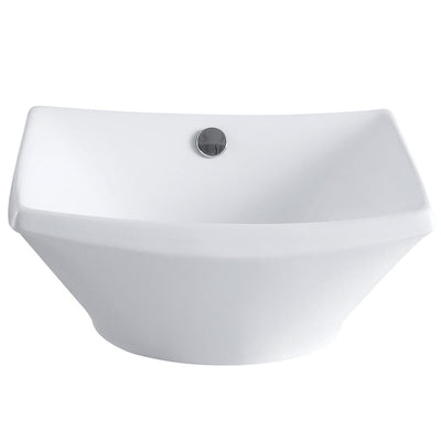 Kingston Courtyard White China Vessel Bathroom Sink with Overflow Hole EV4220