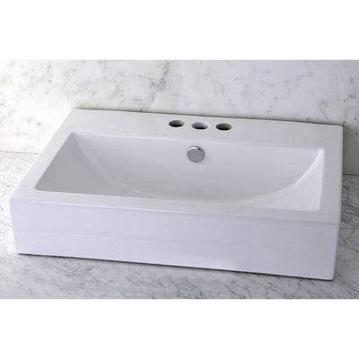 White China Vessel Bathroom Sink w/Overflow Hole & 3 Faucet Holes EV4318W34