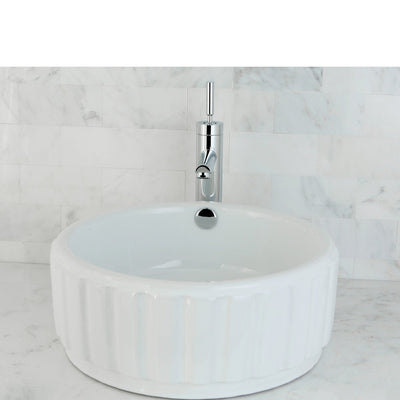 Kingston Italiano White China Vessel Bathroom Sink with Overflow Hole EV7129