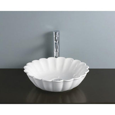 Kingston Daisy White China Vessel Bathroom Sink without Overflow Hole EV9122
