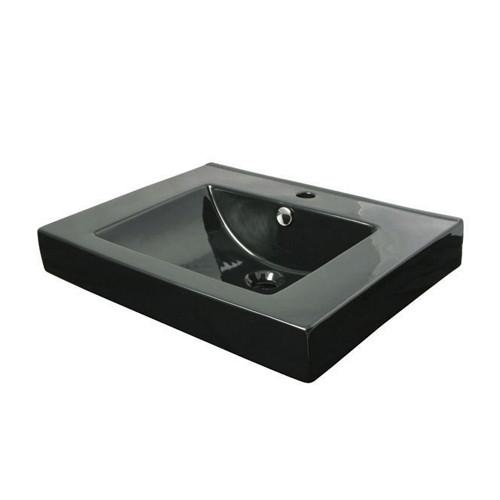 Kingston Black China Vessel Bathroom Sink w/Overflow Hole & Faucet Hole EV9620K