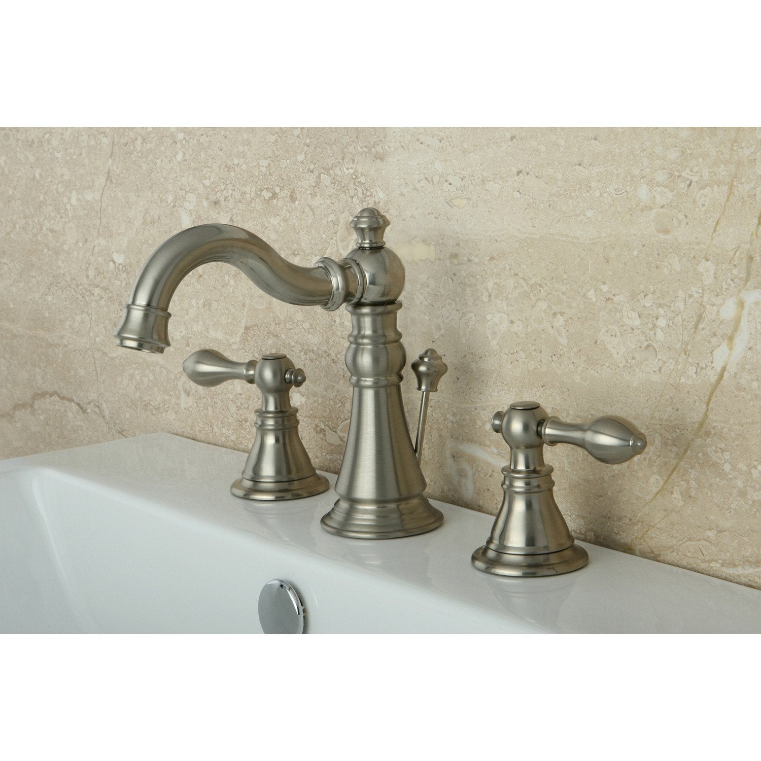 Classic 8 in. Widespread 2-Handle Bathroom Faucet in Satin Brass