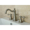 Kingston Satin Nickel 2 Handle 8" Widespread Bathroom Faucet w Drain FS1978ACL