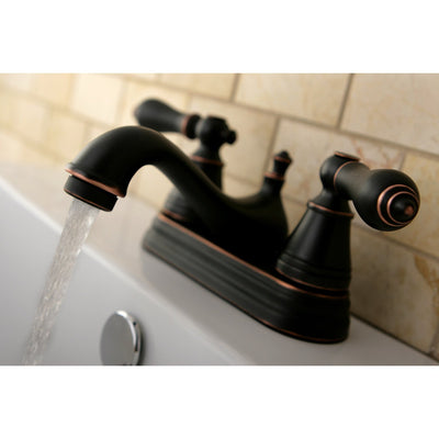 Kingston Nobel Bronze 2 Handle 4" Centerset Bathroom Faucet with Pop-up FS3606AL