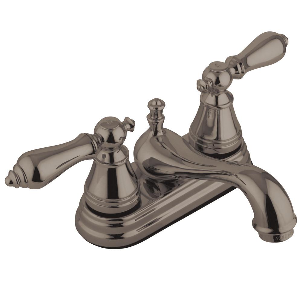 Kingston Satin Nickel 2 Handle 4" Centerset Bathroom Faucet with Pop-up FS3608AL