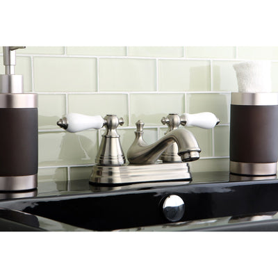 Kingston Satin Nickel 2 Handle 4" Centerset Bathroom Faucet with Pop-up FS3608PL