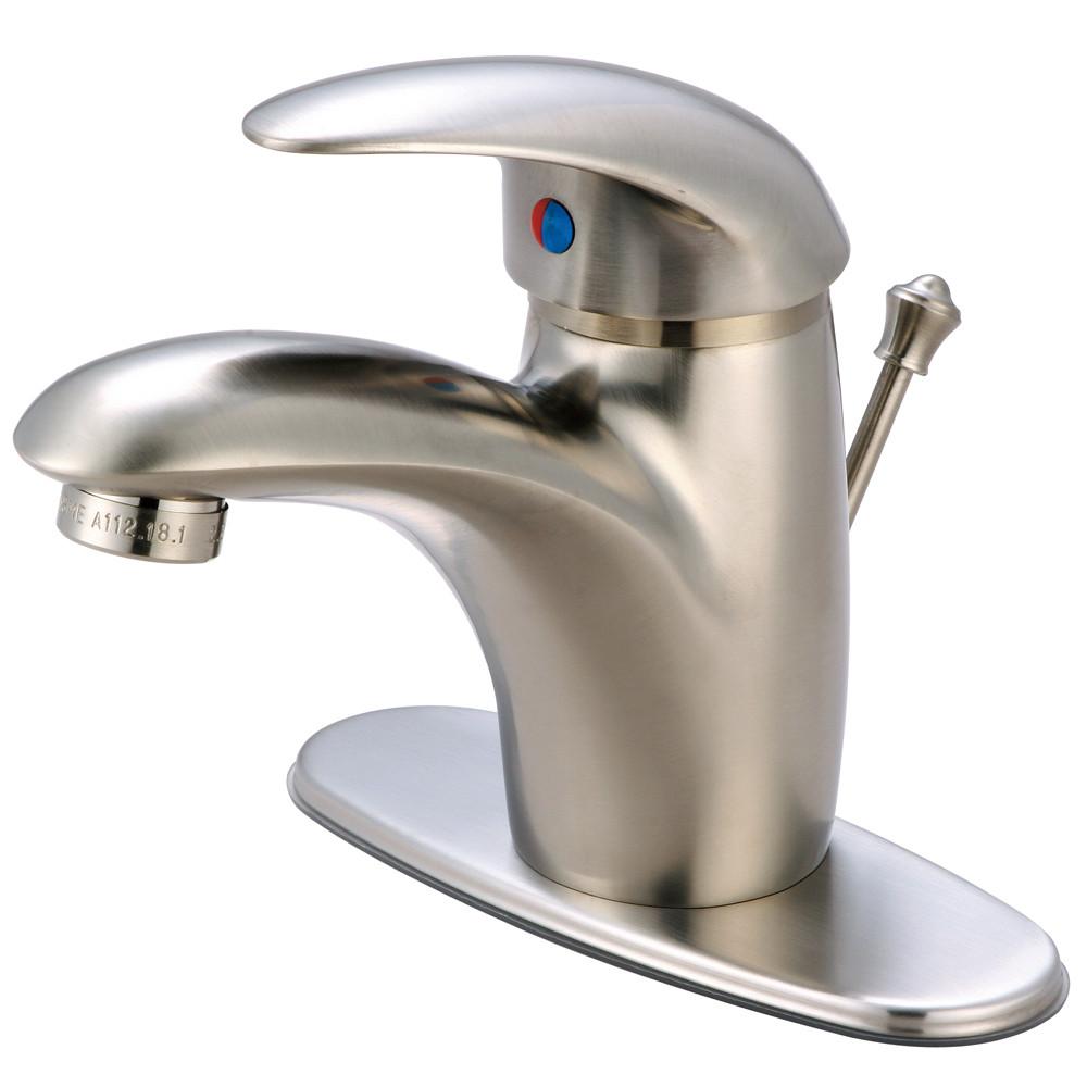 Kingston Satin Nickel Single Handle 4" Centerset Bathroom Faucet FS6408WLL