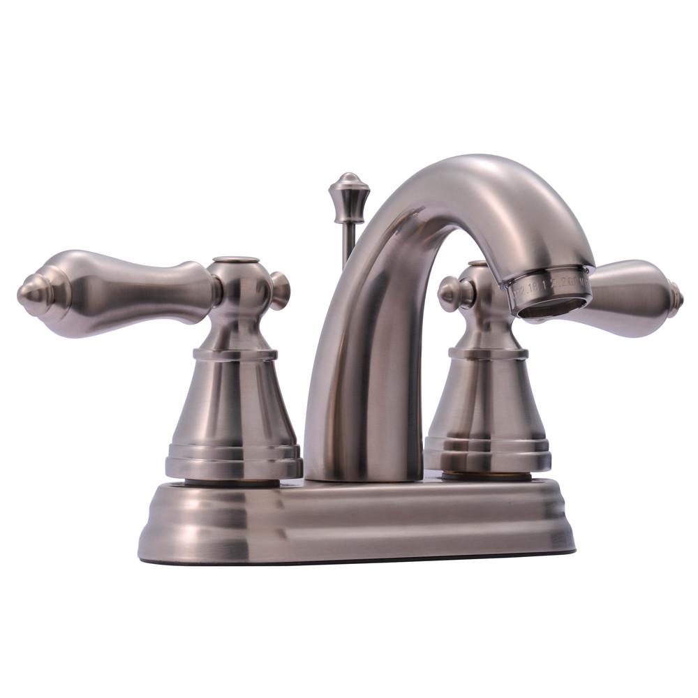 Kingston Brass Satin Nickel 2 Hdl 4" Centerset Bathroom Faucet w Drain FS7618AL