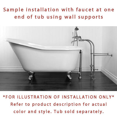 Freestanding Floor Mount Satin Nickel Metal Lever Handle Clawfoot Tub Filler Faucet Package 1001T8FSP