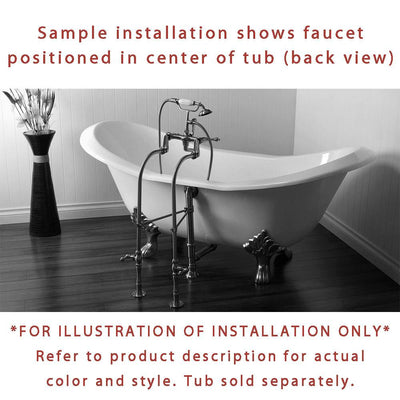 Freestanding Floor Mount Satin Nickel White Porcelain Lever Handle Clawfoot Tub Filler Faucet Package 5T8FSP