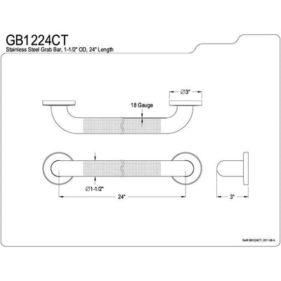 Kingston Brass Grab Bars - Satin Nickel 24" Commercial Grade Grab Bar GB1224CT