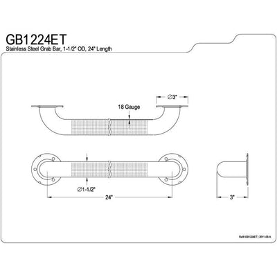 Kingston Brass Grab Bars - Satin Nickel 24" Commercial Grade Grab Bar GB1224ET