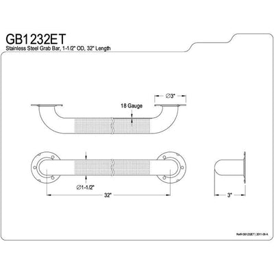 Kingston Brass Grab Bars - Satin Nickel 32" Commercial Grade Grab Bar GB1232ET