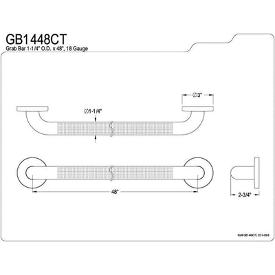 Kingston Brass Grab Bars - Satin Nickel 48" Commercial Grade Grab Bar GB1448CT