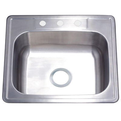 Brushed Nickel Gourmetier Single Bowl Self-Rimming Kitchen Sink GKTS252283