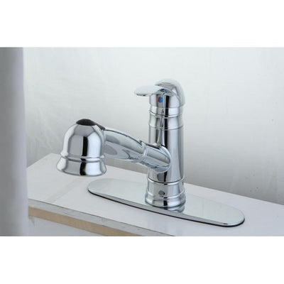 Kingston Chrome Single Handle Pull Out Kitchen Faucet w Deck Plate GS7571WEL