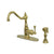 Kingston Polished Brass Single Handle Kitchen Faucet w Brass Sprayer GS7812BLBS