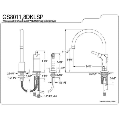 Kaiser Satin Nickel Widespread Single Handle Kitchen Faucet w/spray GS8018DKLSP