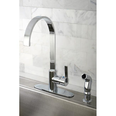 Kingston Brass Chrome Single Handle Kitchen Faucet w Brass Sprayer GS8711CTLSP