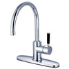 Kingston Kaiser Chrome Single Handle Kitchen Faucet w Deck Plate GS8711DKLLS