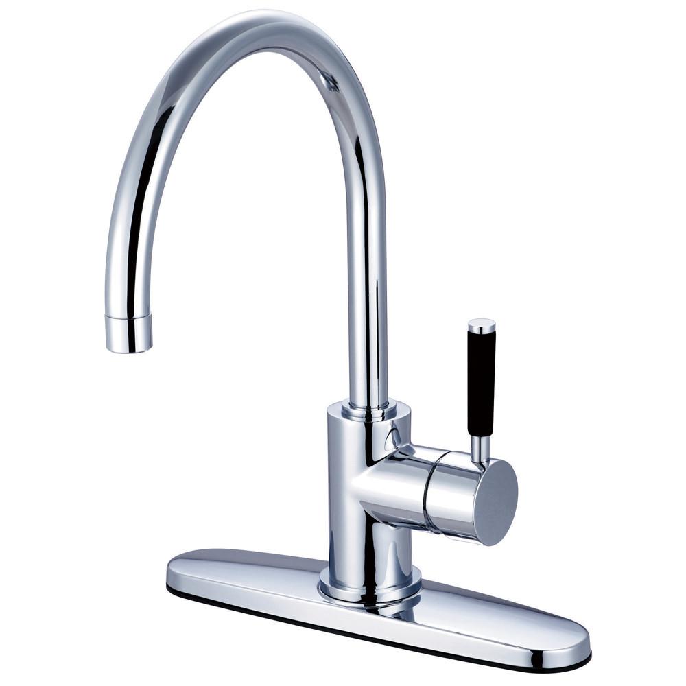 Kingston Kaiser Chrome Single Handle Kitchen Faucet w Deck Plate GS8711DKLLS