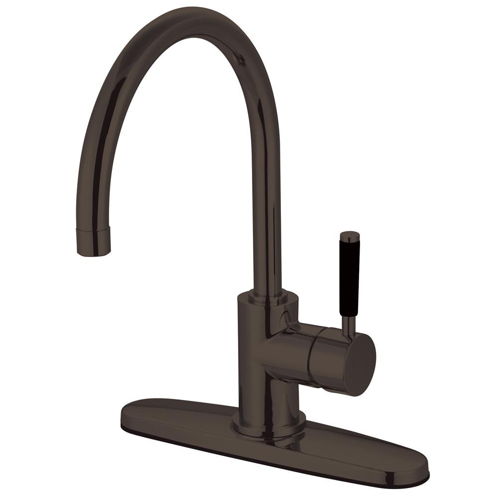 Kingston Oil Rubbed Bronze Single Handle Kitchen Faucet w Deck Plate GS8715DKLLS