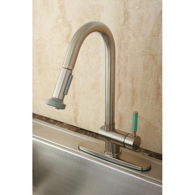 Kingston Green Eden Satin Nickel Pull Down 1 Handle Kitchen Faucet